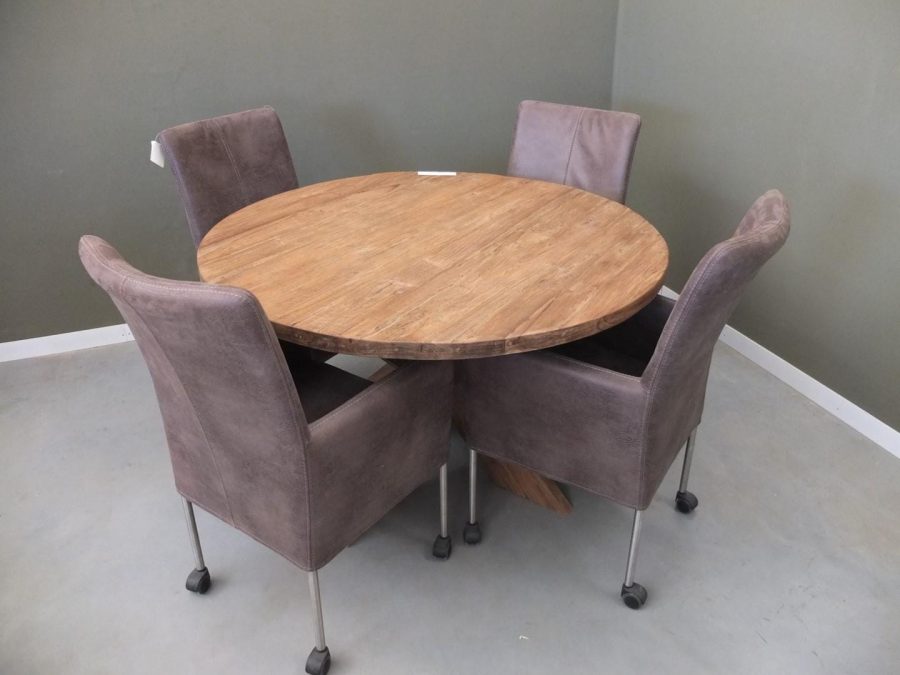 Robuuste ronde teak tafel (RT 104)