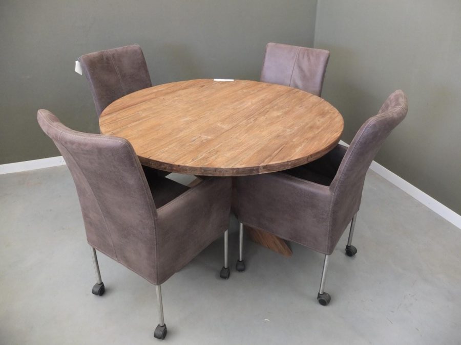 Robuuste ronde teak tafel (RT 104)
